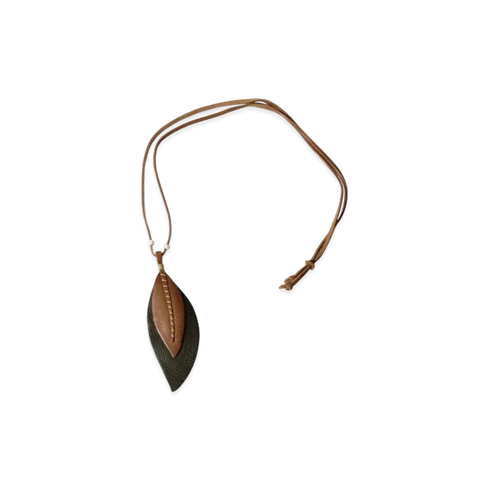BEAMS Exclusive MOTORATORY / Leaf Necklace "Brown/Green"