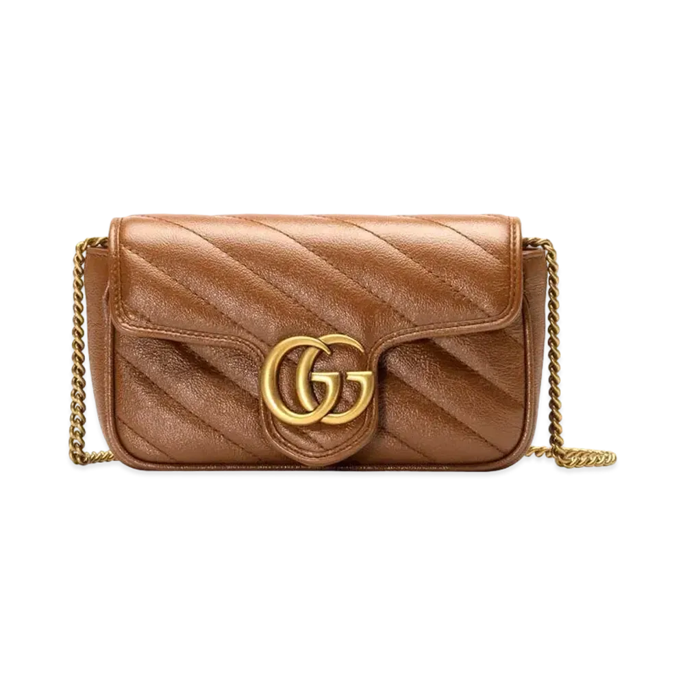GUCCI GG Marmont Matelasse Super Mini Bag "Brown"