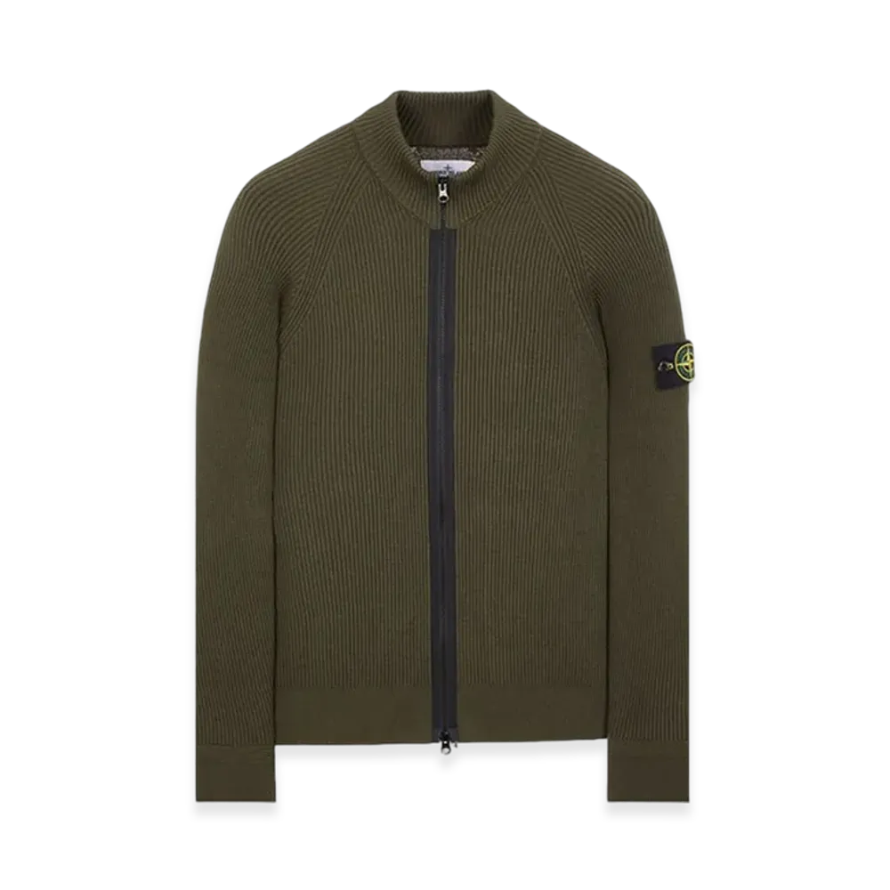 Stone Island 519C2 Wool Zipped Cardigan - 23FW "Olive Green"