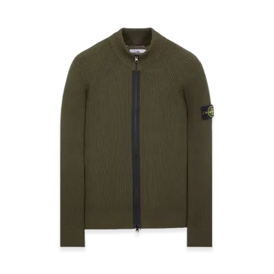 Stone Island 519C2 Wool Zipped Cardigan - 23FW "Olive Green"