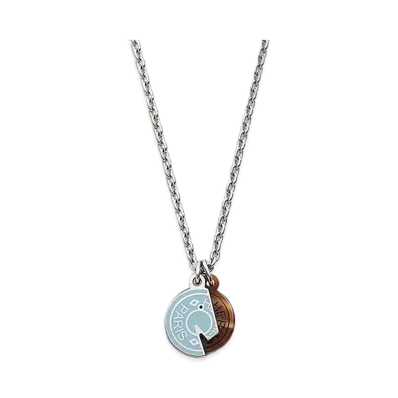 Hermes Carrousel Necklace "Bleu Lin/Palladium"