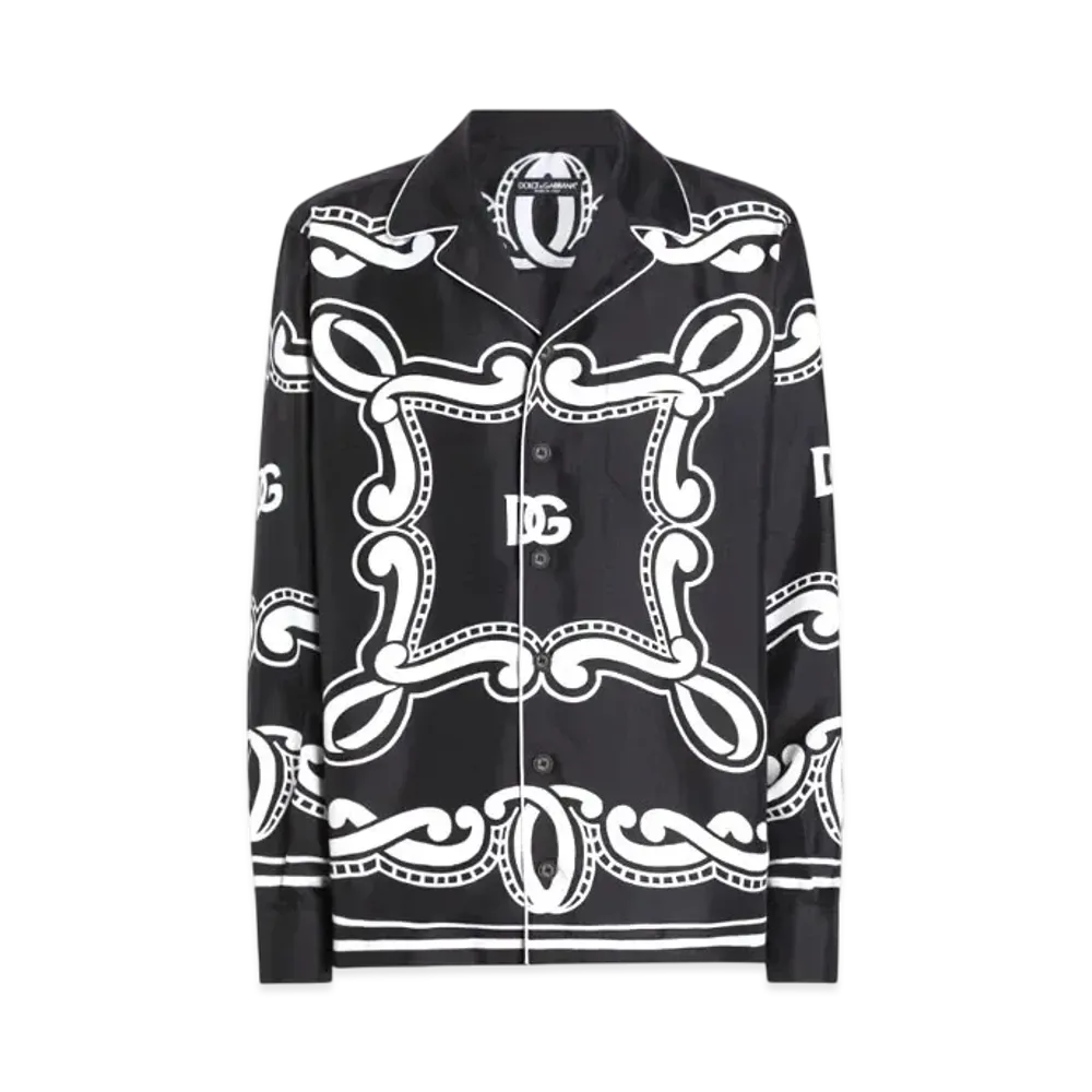 DOLCE&GABBANA Silk Vanity Shirt With Bandanna Print "Black"