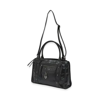 X-Girl Women's Heart Padlock Faux Leather 2Way Bag "Black"