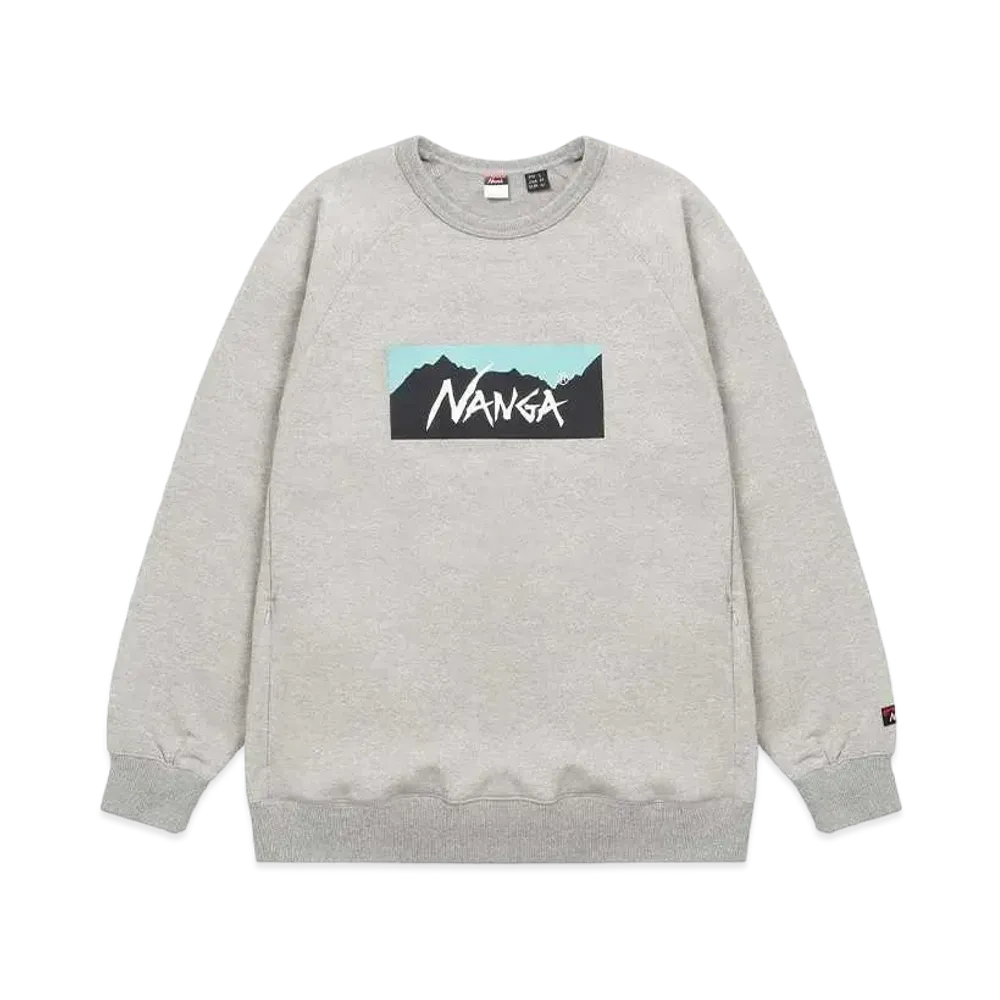 NANGA Eco Hybrid Box Logo Sweatshirt (Unisex) "L.Grey/TRQ"