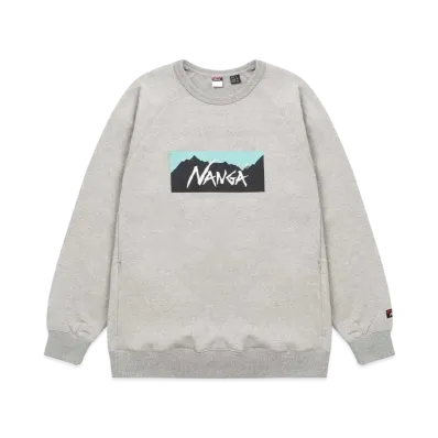NANGA Eco Hybrid Box Logo Sweatshirt (Unisex) "L.Grey/TRQ"