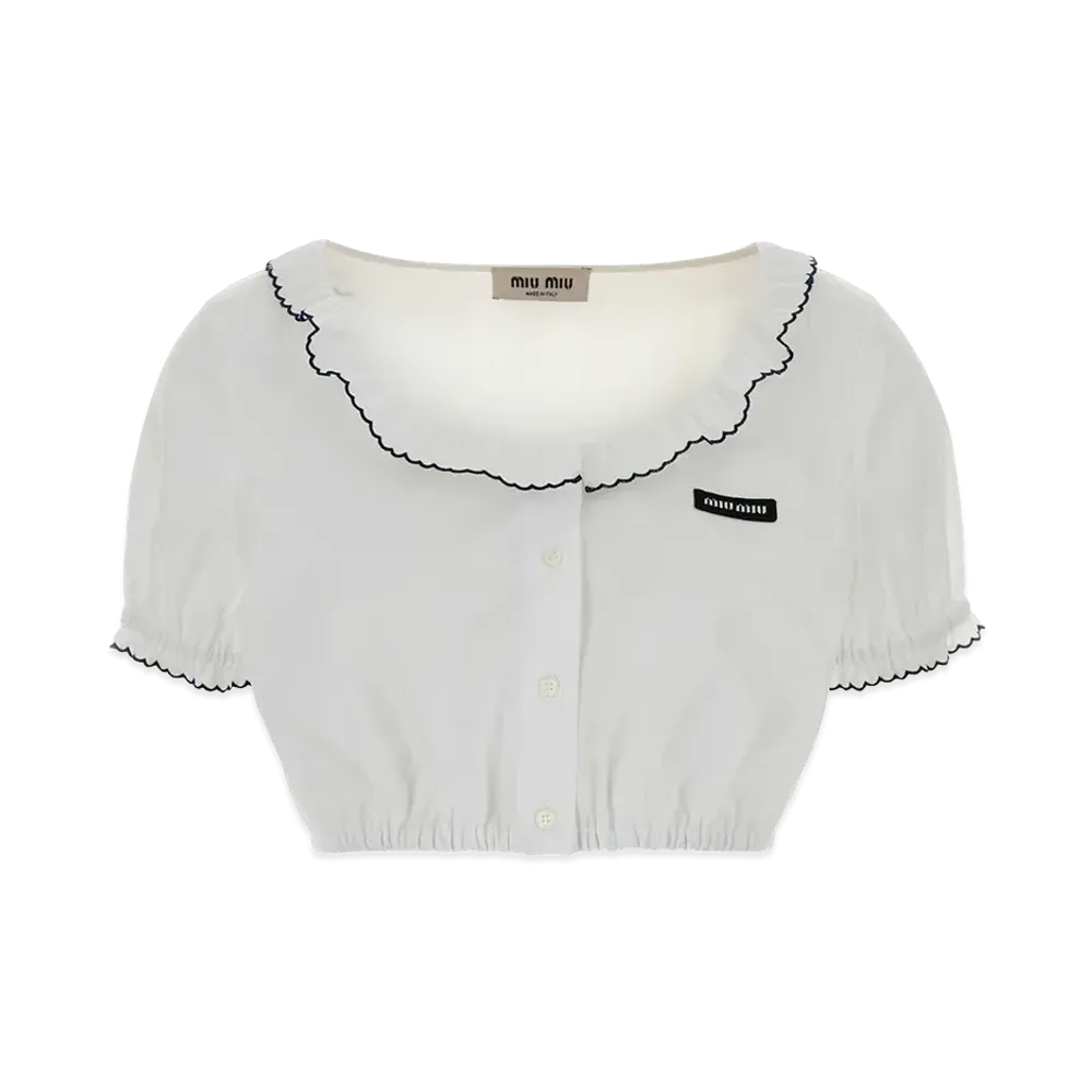 MIU MIU Women's Poplin Top "Stripped/White"