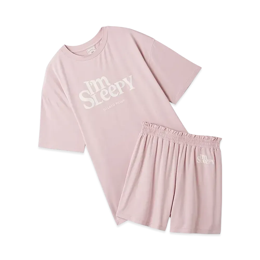 GELATO PIQUE Colorful Rayon Logo Big T-Shirt & Shorts Set "Pink"
