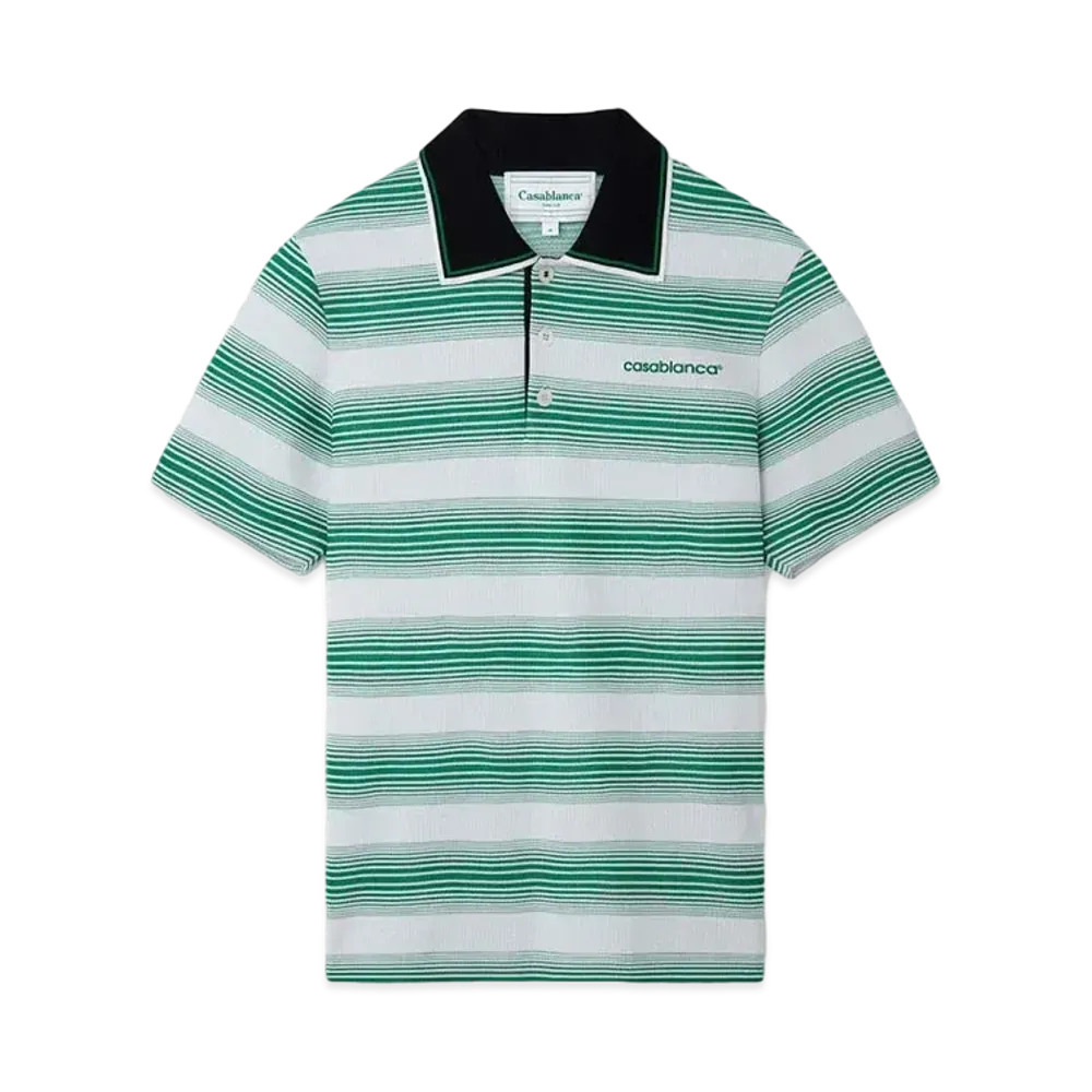 Casablanca Gradient Stripe Polo Shirt "White And Green"