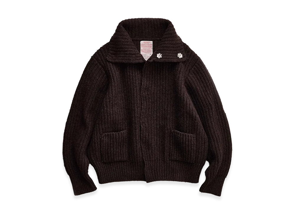 NICENESS Robbie Cashmere Wool Felted Knit Cardigan "Mocha"