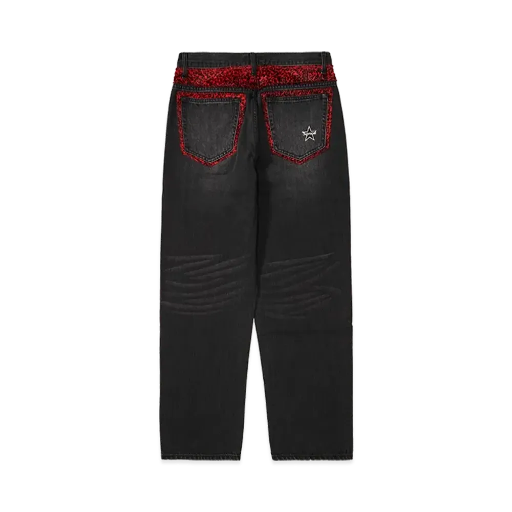 Supreme Leopard Faux Fur Loose Fit Jean "Washed Black"