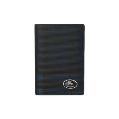 Burberry Check Folding Card Case "Navy"