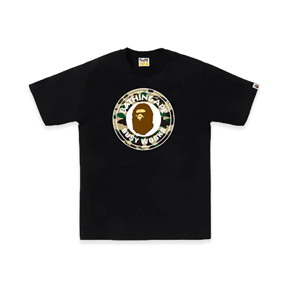 A BATHING APE 1ST Camo Busy Works Tee "Black/Yellow"