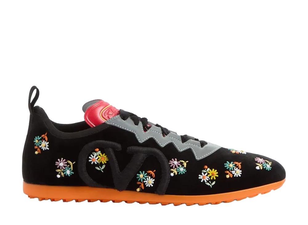 Valentino Garavani Women's Black Velvet Chromathon Sneakers "Black"