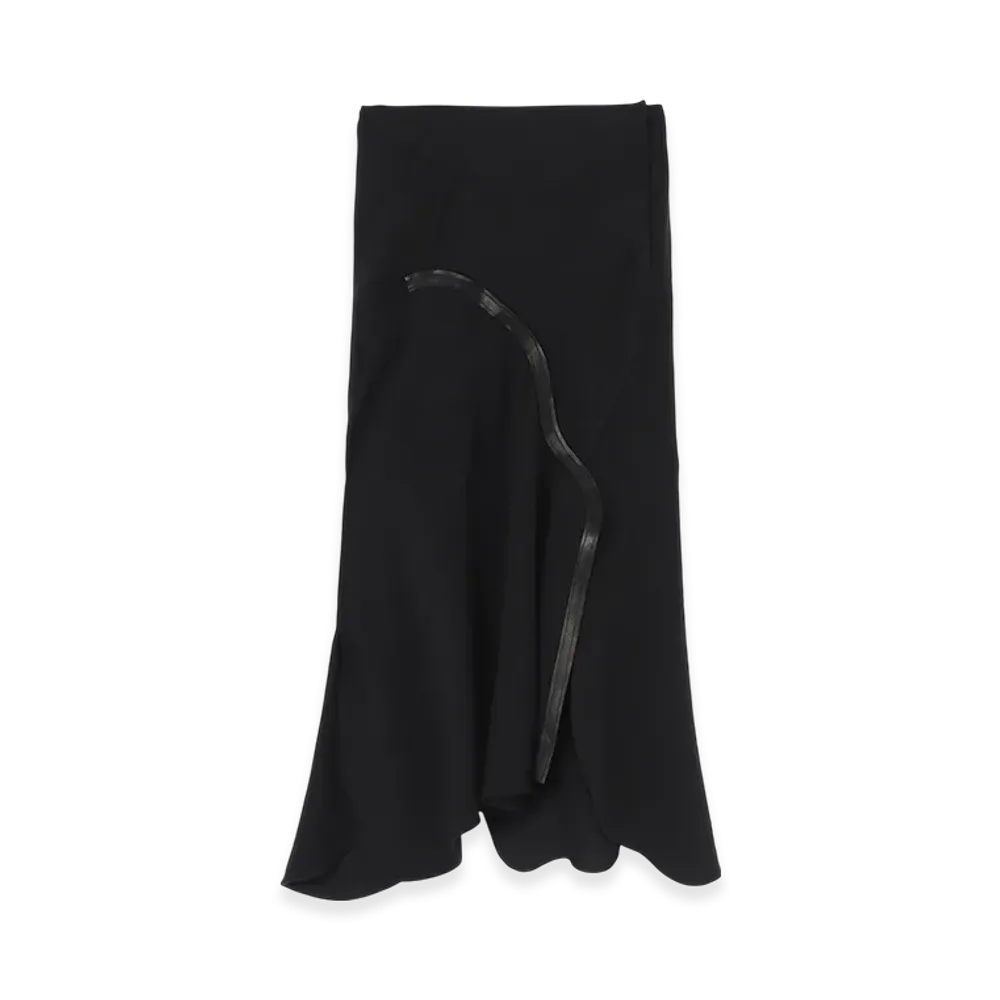 Yohji Yamamoto Untwisting Linen Cc Bias Curve Cut Skirt "Black"