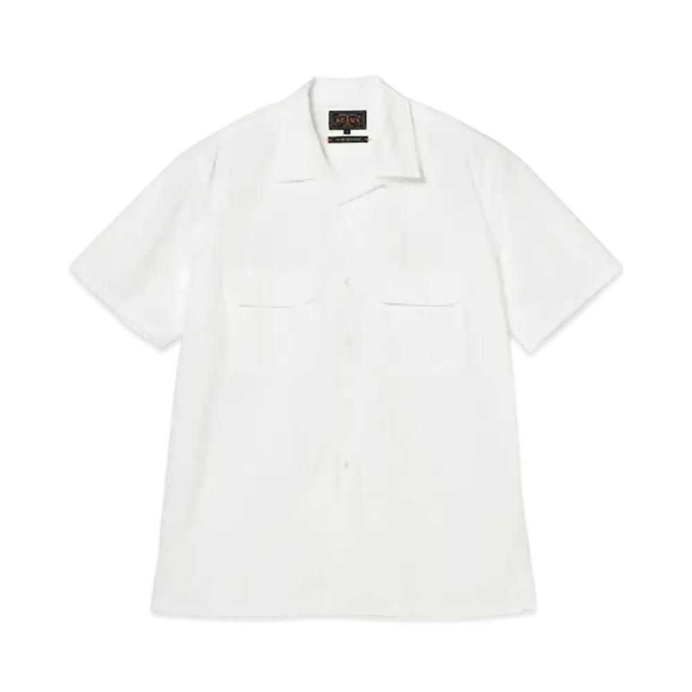 BEAMS Open Collar Short Sleeve Peruvian Pima "White"