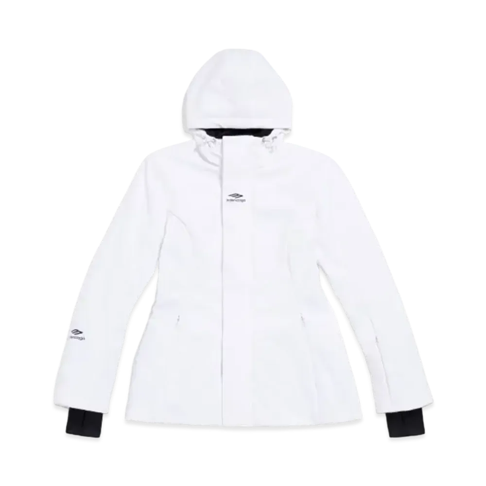 BALENCIAGA Women's 3B Sports Icon Ski Hourglass Parka Bonded Stretch Nylon "White"