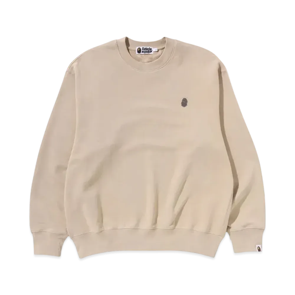A BATHING APE One Point Relax Fit Crewneck Sweatshirt "Beige"