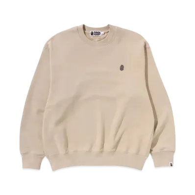 A BATHING APE One Point Relax Fit Crewneck Sweatshirt "Beige"