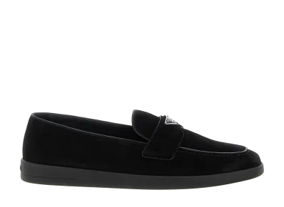 PRADA Suede Loafers "Black"