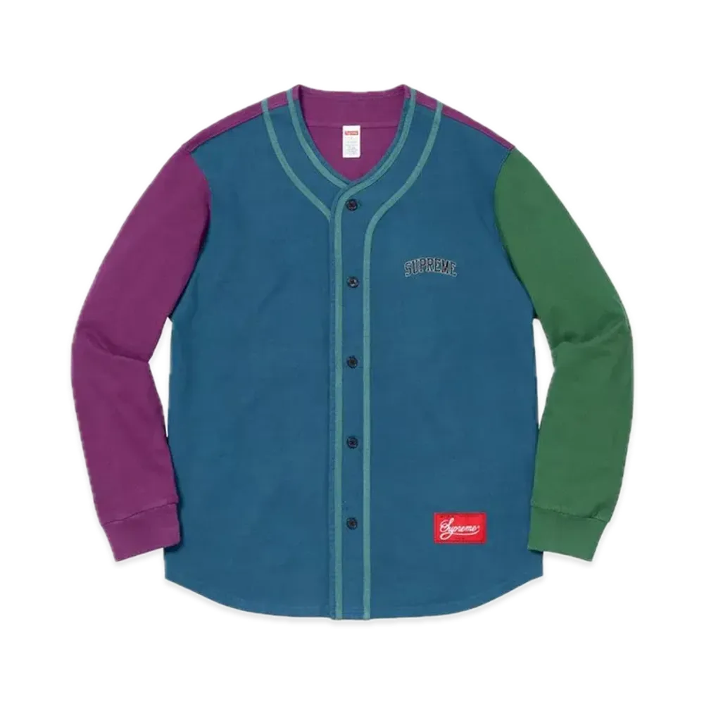 Supreme Color Blocked Baseball Top "Navy"