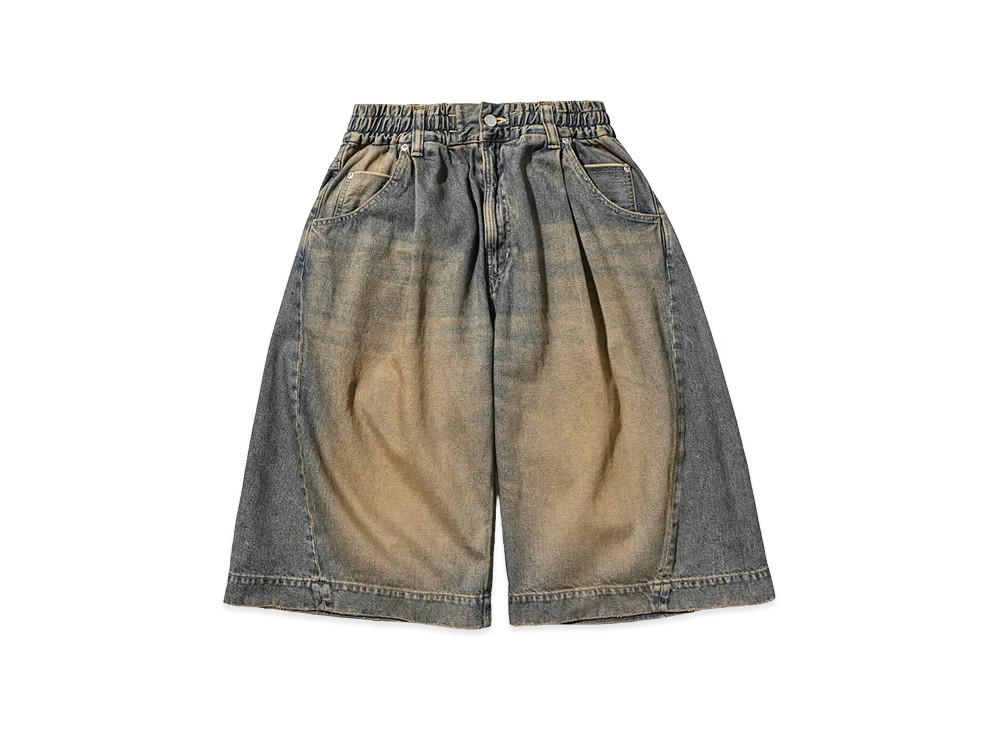 CLESSTE Vintage Dyed Selvedge Denim City Baggy Half Pants "Vintage Beige"