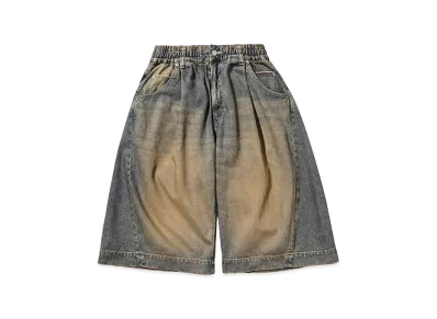 CLESSTE Vintage Dyed Selvedge Denim City Baggy Half Pants "Vintage Beige"