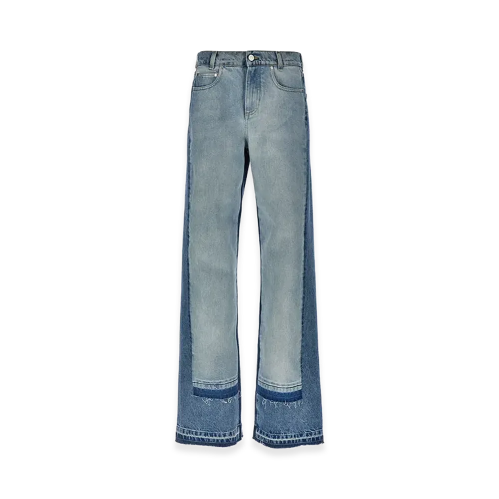 STELLA McCARTNEY Women's Straight-Leg Jeans With Contrasting Panels "Lightblue"