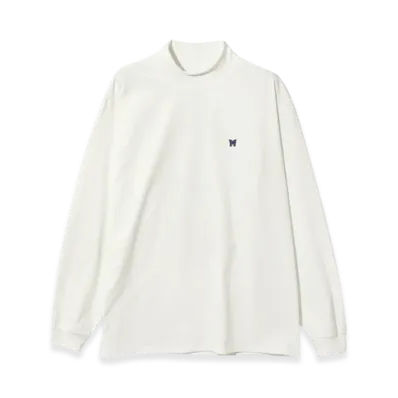 NEEDLES L/S Mock Neck Tee - Poly Jersey "White"