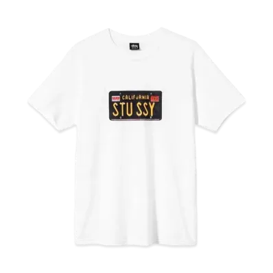 Stussy LICENSE PLATE TEE "White"