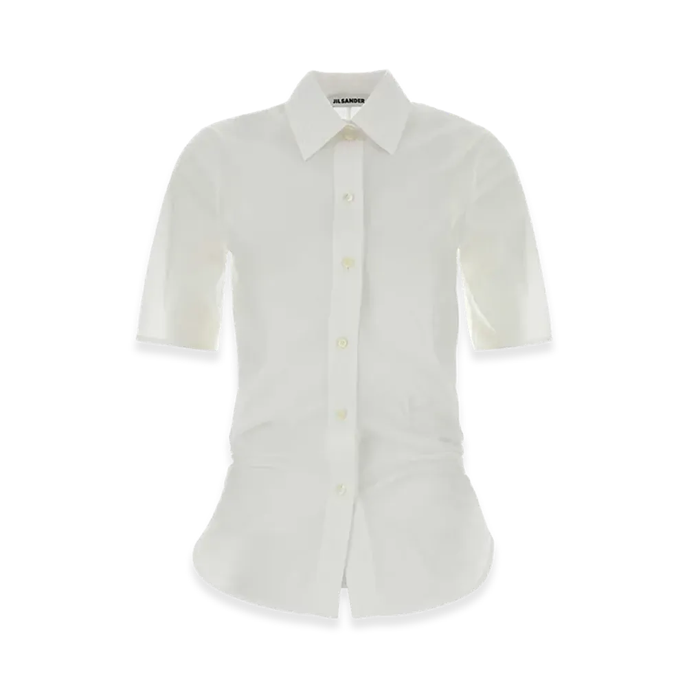 Jil Sander Women's Muslin Short Sleeve Shirt "White"