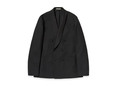 AURALEE High-Density Wool Worsted Shawl Collar Jacket "Black"