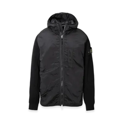 Stone Island Padded Zip-Up Blouson Nylon Metal in Econyl Regenerated Nylon + Primaloft-TC and Knit "Black"