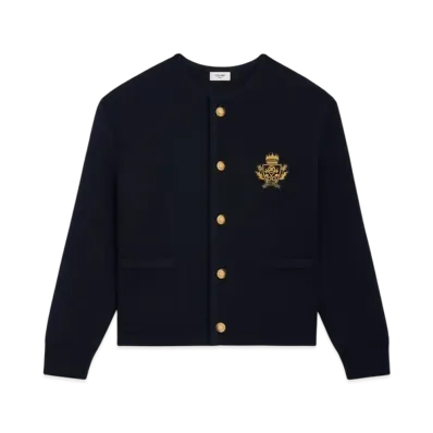CELINE Men's Cardigan Jacket in Wool "Navy"