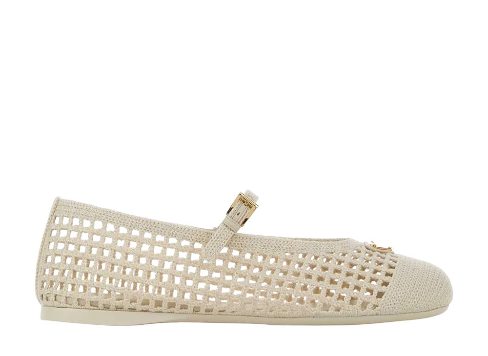 PRADA Women's Ivory Crochet Ballerinas "White"