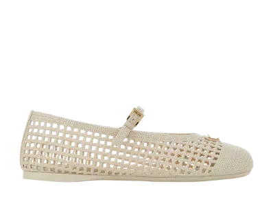 PRADA Women's Ivory Crochet Ballerinas "White"