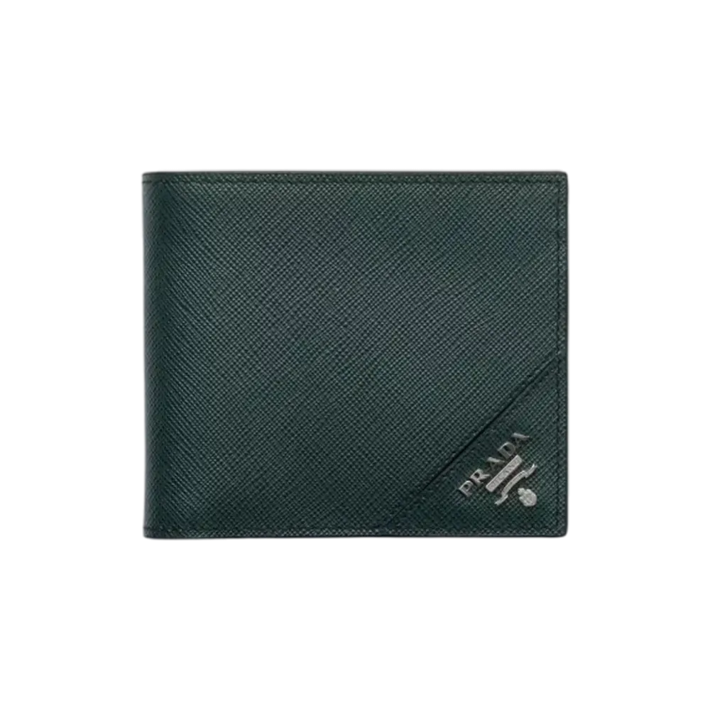 PRADA Saffiano Leather Wallet with Coin Purse "Dark Green"