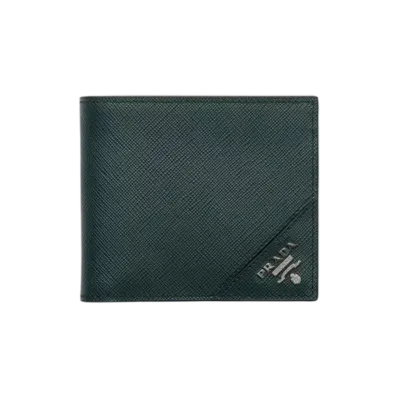 PRADA Saffiano Leather Wallet with Coin Purse "Dark Green"