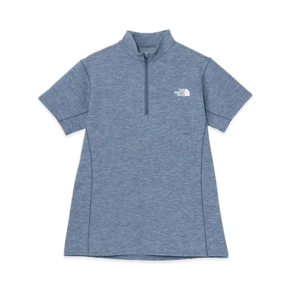 The North Face Short Sleeve Flash Dry Mid Zip Up "Mountain Blue"