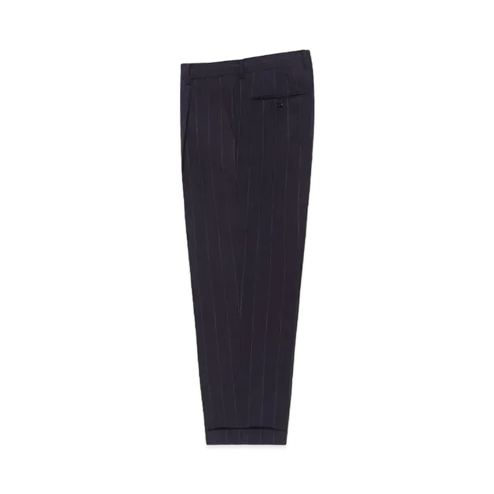 WACKO MARIA Dormeuil / Striped Pleated Trousers (Type-2) "Navy"