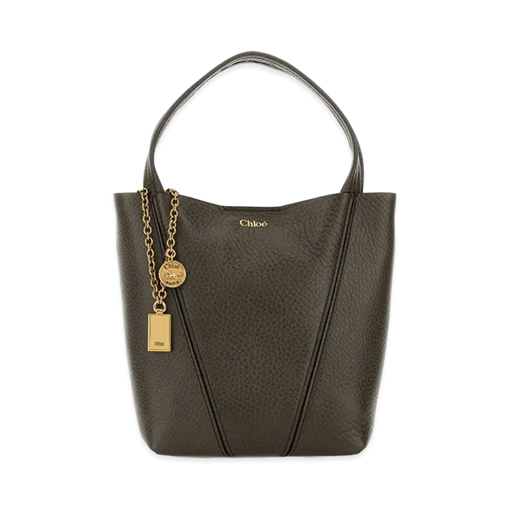 Chloe Women's Leather Small Spin Shopping Bag "Mud Gray"