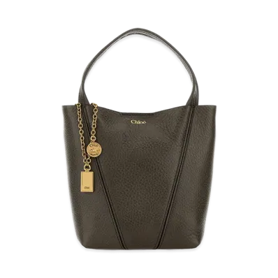 Chloe Women's Leather Small Spin Shopping Bag "Mud Gray"