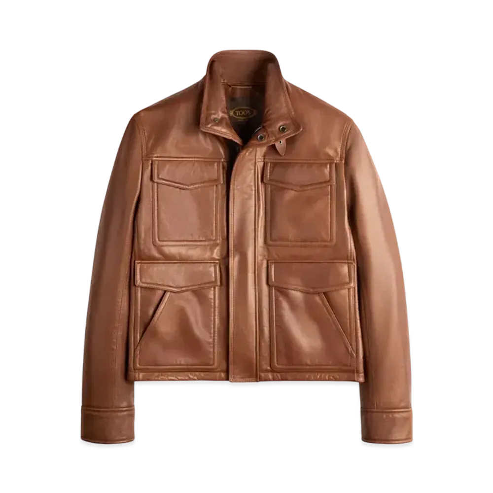 TOD'S Racing Jacket in Leather "Brown"
