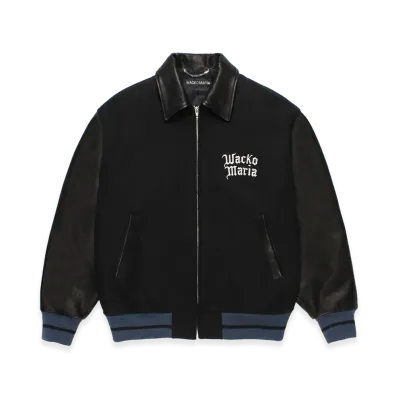 WACKO MARIA Leather Varsity Jacket "Black"