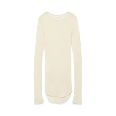 FUMIKA UCHIDA Wool/Silk Needle Drawing Crew-neck "Off White"