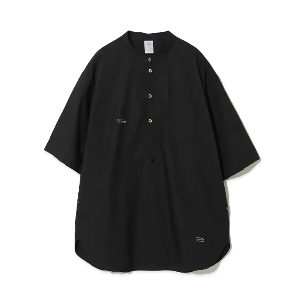 UNDERCOVER 24SS Cotton Typewriter Band Collar Shirt "Black"