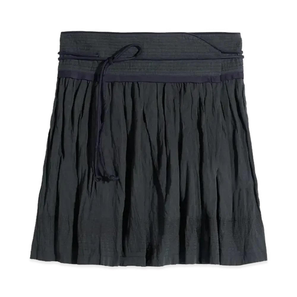 LEMAIRE Women's Crinkled Cotton Metal Wrap Skirt "Ash Black"