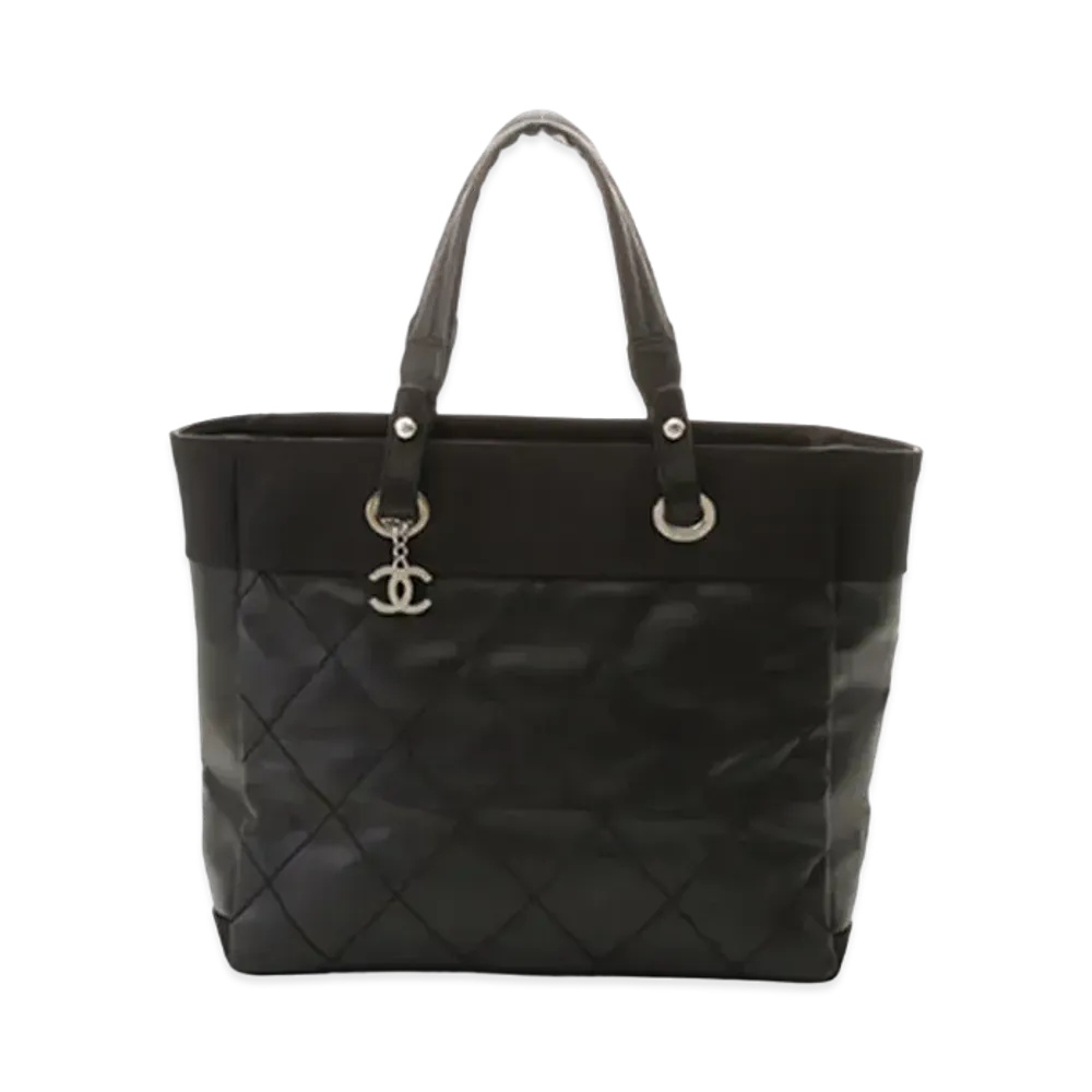 CHANEL Paris Biarritz GM Canvas Tote Bag "Black"