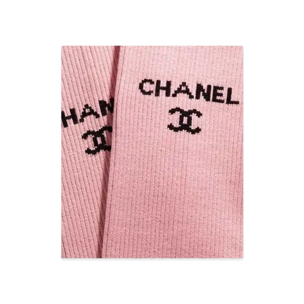 CHANEL Gaiters Mixed Fibers "Pink/Black"
