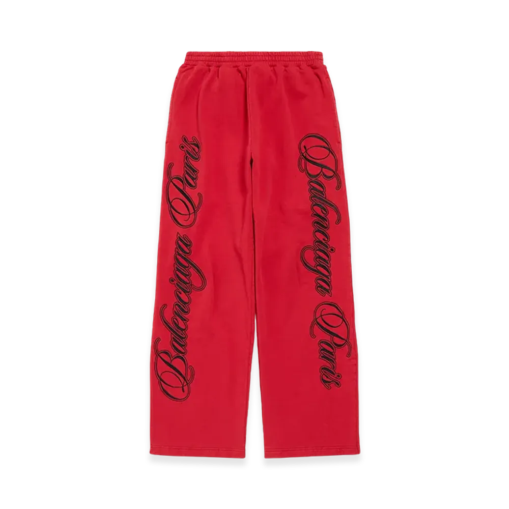 BALENCIAGA Cursive Baggy Pants "Red/Black"