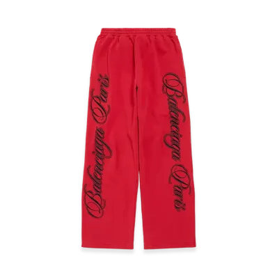 BALENCIAGA Cursive Baggy Pants "Red/Black"
